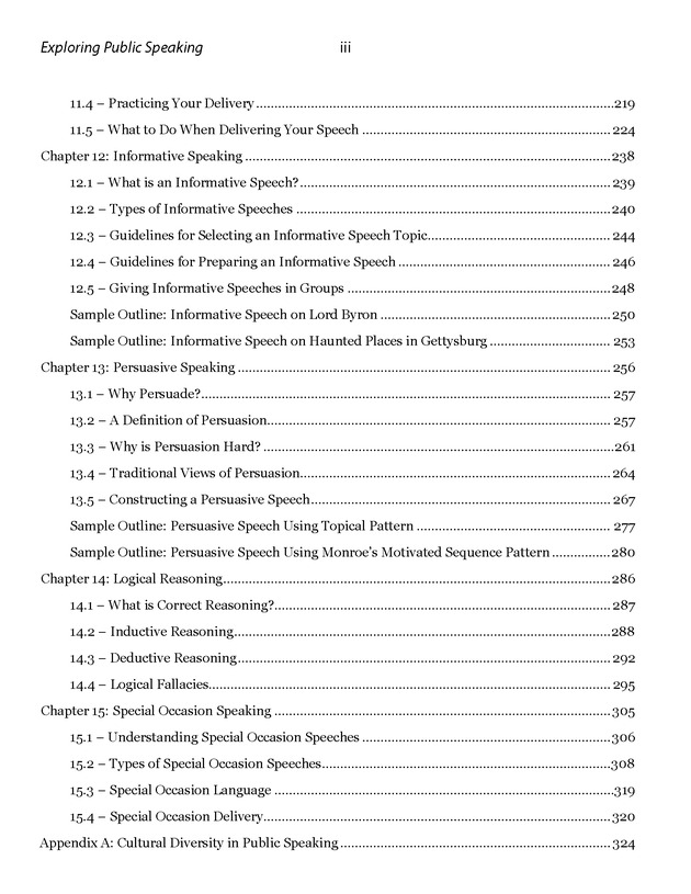 Exploring Public Speaking - Table of Contents 3